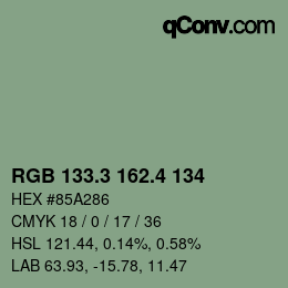 カラーコード: RGB 133.3 162.4 134 | qconv.com