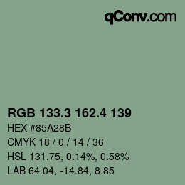 カラーコード: RGB 133.3 162.4 139 | qconv.com