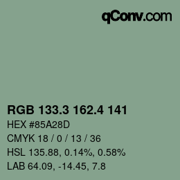 カラーコード: RGB 133.3 162.4 141 | qconv.com