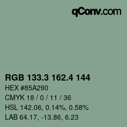 カラーコード: RGB 133.3 162.4 144 | qconv.com