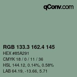 カラーコード: RGB 133.3 162.4 145 | qconv.com