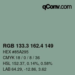 カラーコード: RGB 133.3 162.4 149 | qconv.com