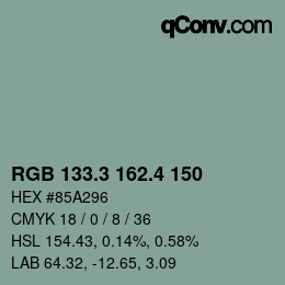 カラーコード: RGB 133.3 162.4 150 | qconv.com