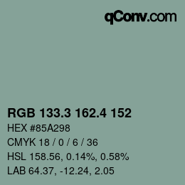 カラーコード: RGB 133.3 162.4 152 | qconv.com