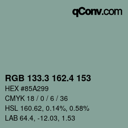 カラーコード: RGB 133.3 162.4 153 | qconv.com