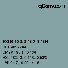 カラーコード: RGB 133.3 162.4 164 | qconv.com