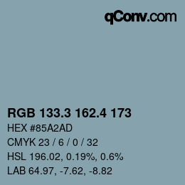 カラーコード: RGB 133.3 162.4 173 | qconv.com