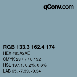 カラーコード: RGB 133.3 162.4 174 | qconv.com