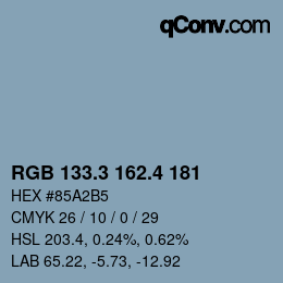 カラーコード: RGB 133.3 162.4 181 | qconv.com