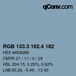 カラーコード: RGB 133.3 162.4 182 | qconv.com