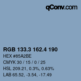 カラーコード: RGB 133.3 162.4 190 | qconv.com