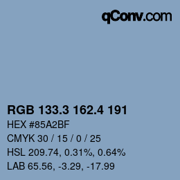 カラーコード: RGB 133.3 162.4 191 | qconv.com