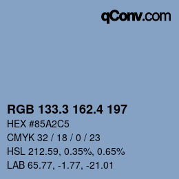 カラーコード: RGB 133.3 162.4 197 | qconv.com