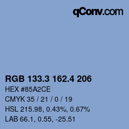 カラーコード: RGB 133.3 162.4 206 | qconv.com