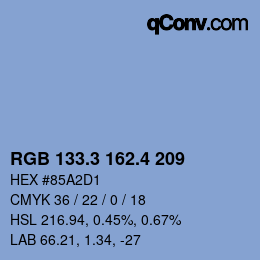 カラーコード: RGB 133.3 162.4 209 | qconv.com