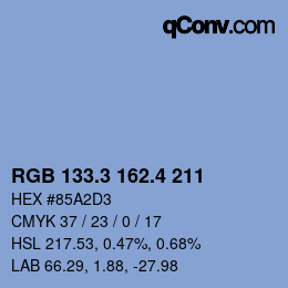 カラーコード: RGB 133.3 162.4 211 | qconv.com