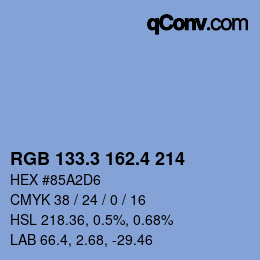 カラーコード: RGB 133.3 162.4 214 | qconv.com
