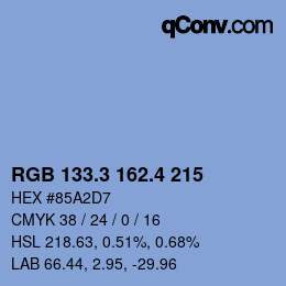 カラーコード: RGB 133.3 162.4 215 | qconv.com