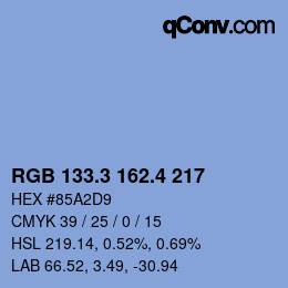 カラーコード: RGB 133.3 162.4 217 | qconv.com