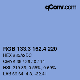 カラーコード: RGB 133.3 162.4 220 | qconv.com