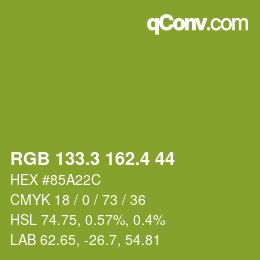 カラーコード: RGB 133.3 162.4 44 | qconv.com