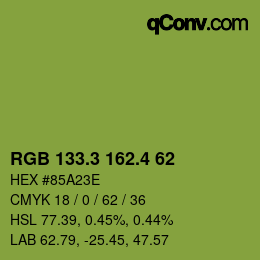 カラーコード: RGB 133.3 162.4 62 | qconv.com