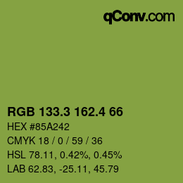カラーコード: RGB 133.3 162.4 66 | qconv.com
