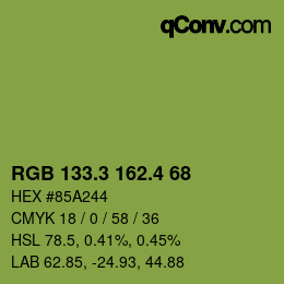 カラーコード: RGB 133.3 162.4 68 | qconv.com