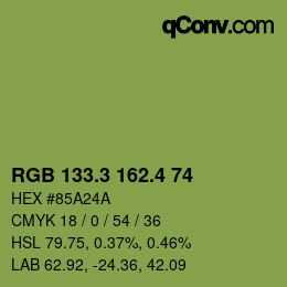 カラーコード: RGB 133.3 162.4 74 | qconv.com