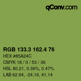 カラーコード: RGB 133.3 162.4 76 | qconv.com