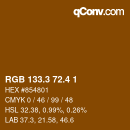 カラーコード: RGB 133.3 72.4 1 | qconv.com