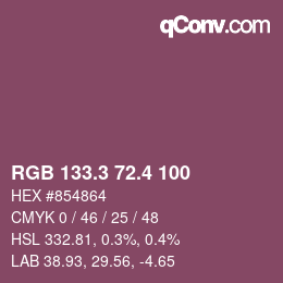 カラーコード: RGB 133.3 72.4 100 | qconv.com