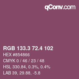 カラーコード: RGB 133.3 72.4 102 | qconv.com