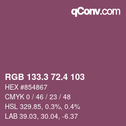 カラーコード: RGB 133.3 72.4 103 | qconv.com