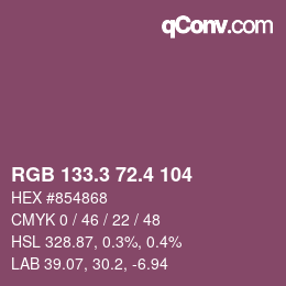 カラーコード: RGB 133.3 72.4 104 | qconv.com