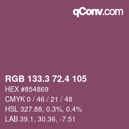 カラーコード: RGB 133.3 72.4 105 | qconv.com