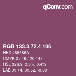 カラーコード: RGB 133.3 72.4 106 | qconv.com