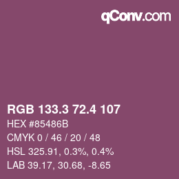 カラーコード: RGB 133.3 72.4 107 | qconv.com