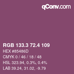 カラーコード: RGB 133.3 72.4 109 | qconv.com
