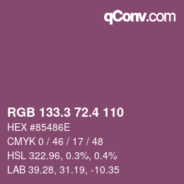 カラーコード: RGB 133.3 72.4 110 | qconv.com