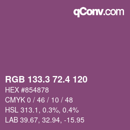 カラーコード: RGB 133.3 72.4 120 | qconv.com