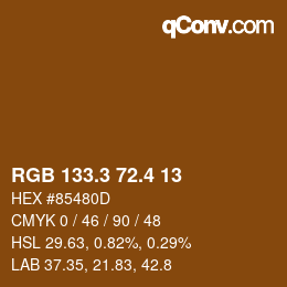 カラーコード: RGB 133.3 72.4 13 | qconv.com