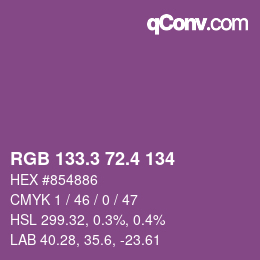 カラーコード: RGB 133.3 72.4 134 | qconv.com