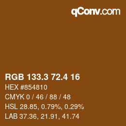 カラーコード: RGB 133.3 72.4 16 | qconv.com
