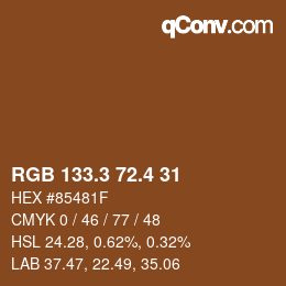 カラーコード: RGB 133.3 72.4 31 | qconv.com
