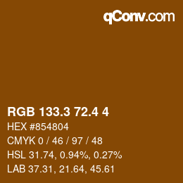 カラーコード: RGB 133.3 72.4 4 | qconv.com