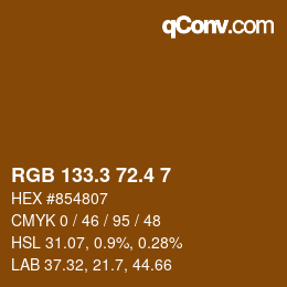 カラーコード: RGB 133.3 72.4 7 | qconv.com