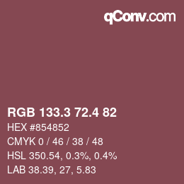 カラーコード: RGB 133.3 72.4 82 | qconv.com