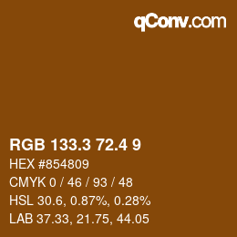 カラーコード: RGB 133.3 72.4 9 | qconv.com