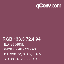 カラーコード: RGB 133.3 72.4 94 | qconv.com